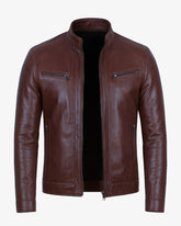 Mantova – Men’s Brown Leather Biker Jacket